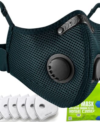 BASE CAMP Family Pack Dust Mask, Breathable Reusable Respirator Mask with 6 Activated Carbon Filters(Dark Tiber)
