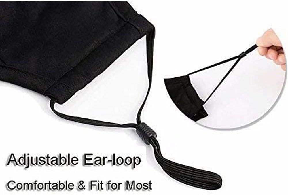 NBDIB Adult Adjustable Face Protection with Filter Pocket and Nose Wire Black Breathable Cloth Mask with 10Pcs Filters - Image 6