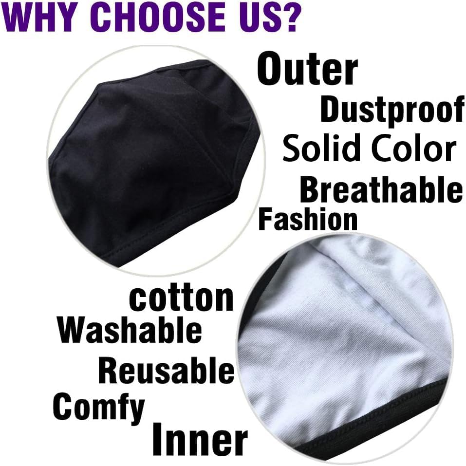 Pack 3 Dust Mouth Mask - All Cotton - Reusable Cloth Comfy Breathable Material Black Pack 3pcs - Image 2