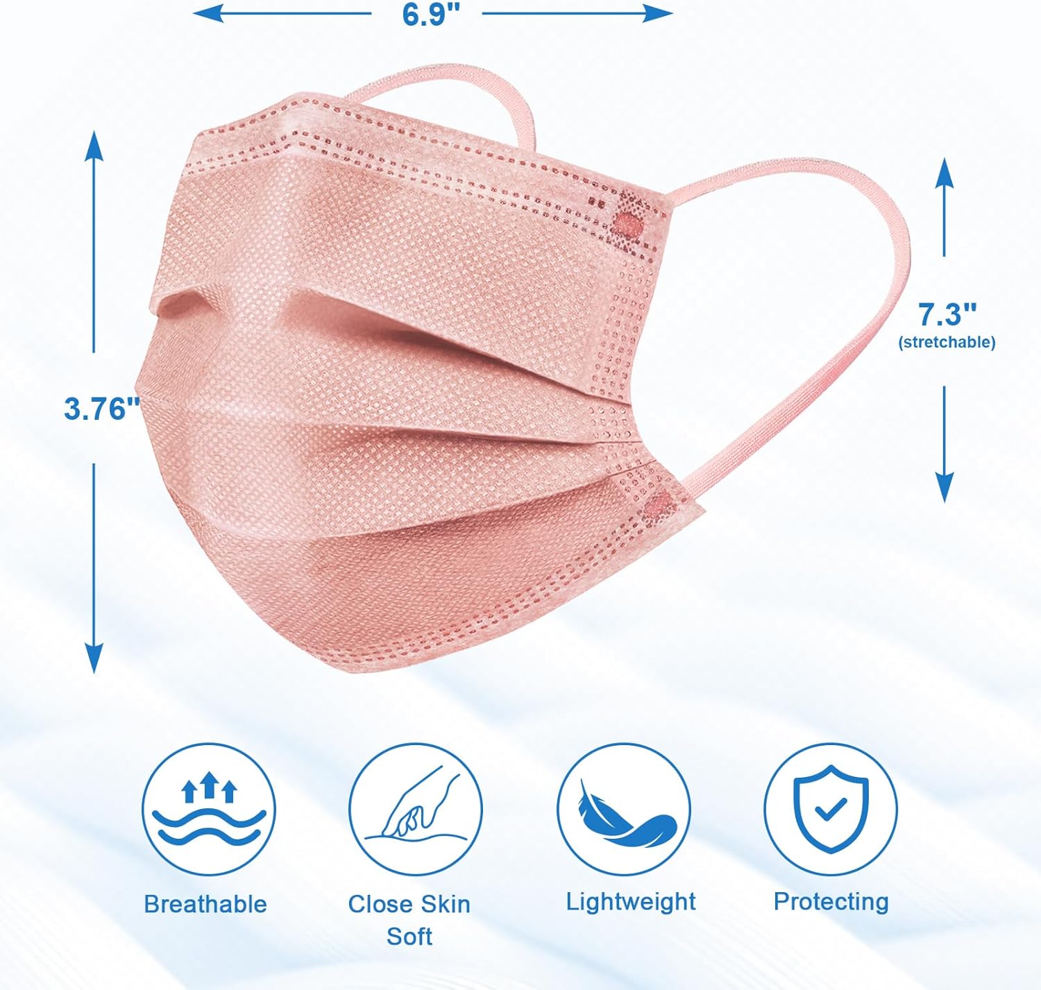 ZIYE 100/500 Pcs Disposable Face Masks, Breathable Mask 3 Layer with Nose Clip Elastic Earloop(Multicolor/Black) - Image 3